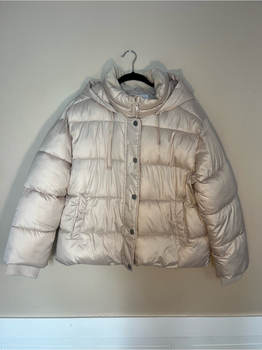 GAP Quilted Hooded Puffer Jacket - Cream